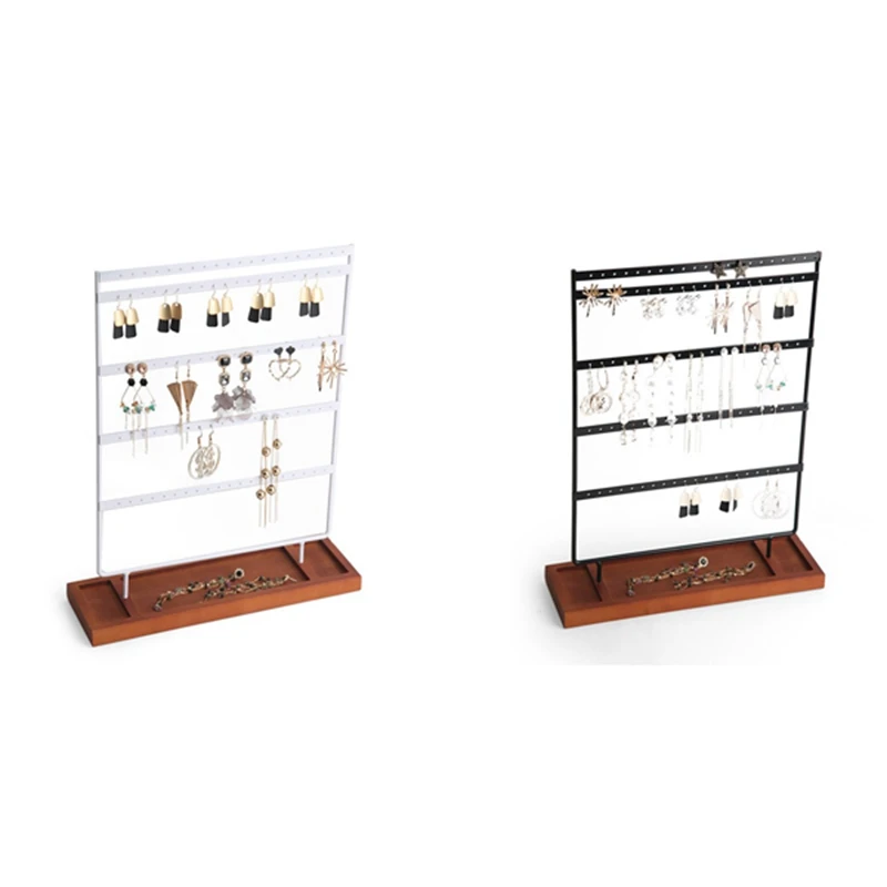 

Earrings Organizer 5-Layer 100 Holes Ear Stud Holder Earring Display Stand Wooden Base Jewelry Organizer