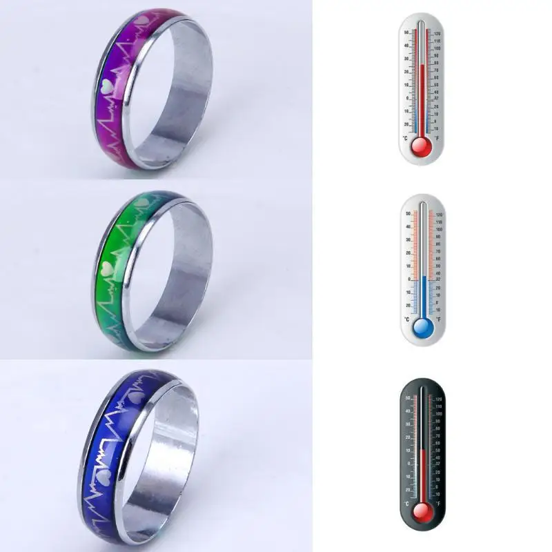 

Vintage Charm Emotion Feeling Temperature Sensitive Color Change Mood Heart Rate Rings for Men Magic Stainless Steel Ring Gift