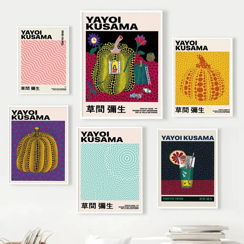 Японские изображения Yayoi Kusama абстрактный постер с изображением тыквенного глаза