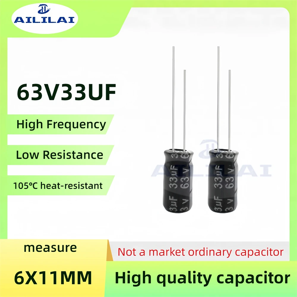 50 шт. оригинальный 63v33uf низкий ESR/импеданс высокая частота 63 В 33 мкФ алюминиевый