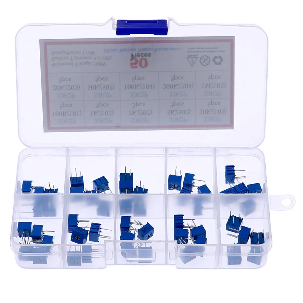 Набор потенциометров onekit 50 шт. 10 значений 100 Ом-1 МОм