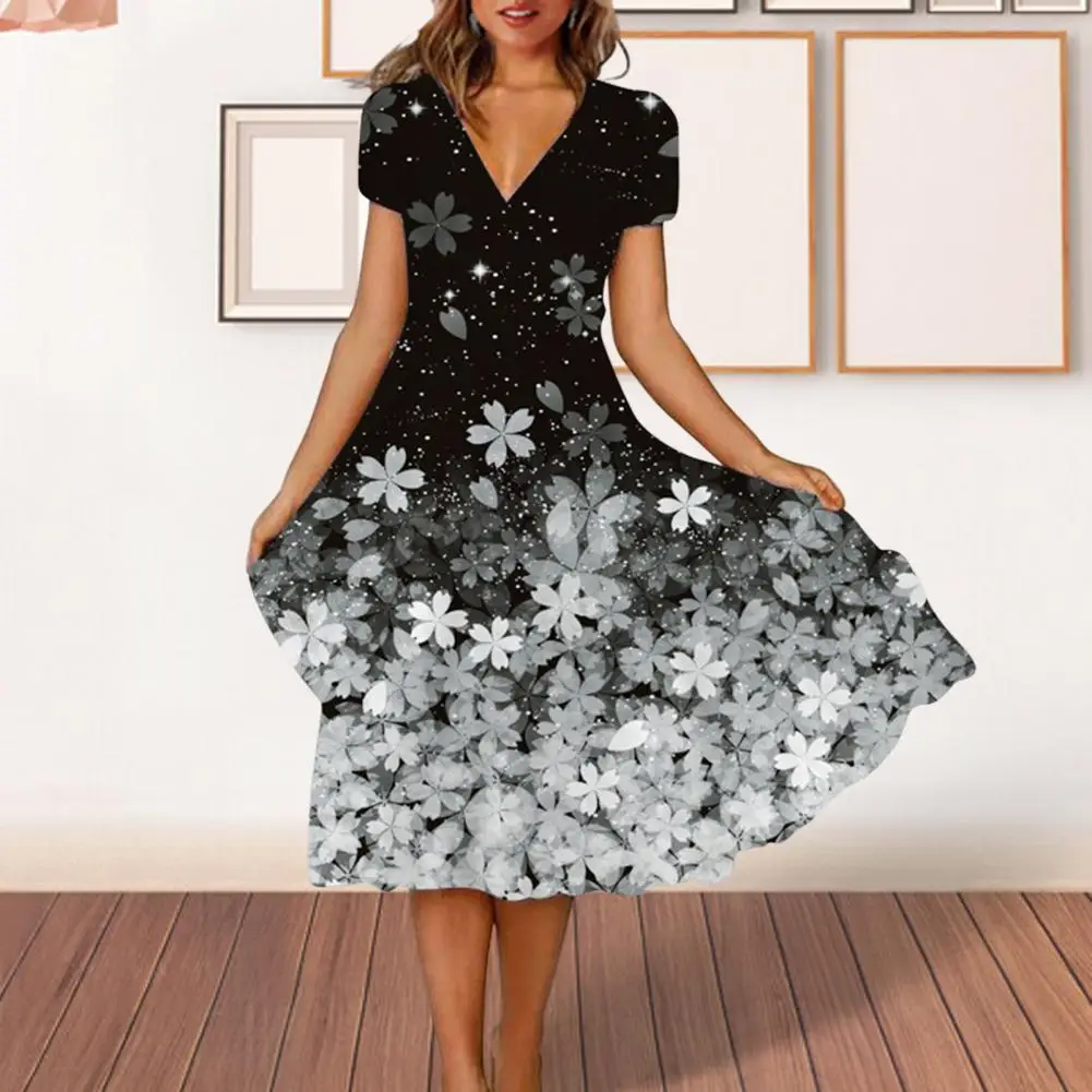 

Fashion summer dress High-Waist Breathable Beach Dress Beautiful Floral Pattern Beach Party Dress