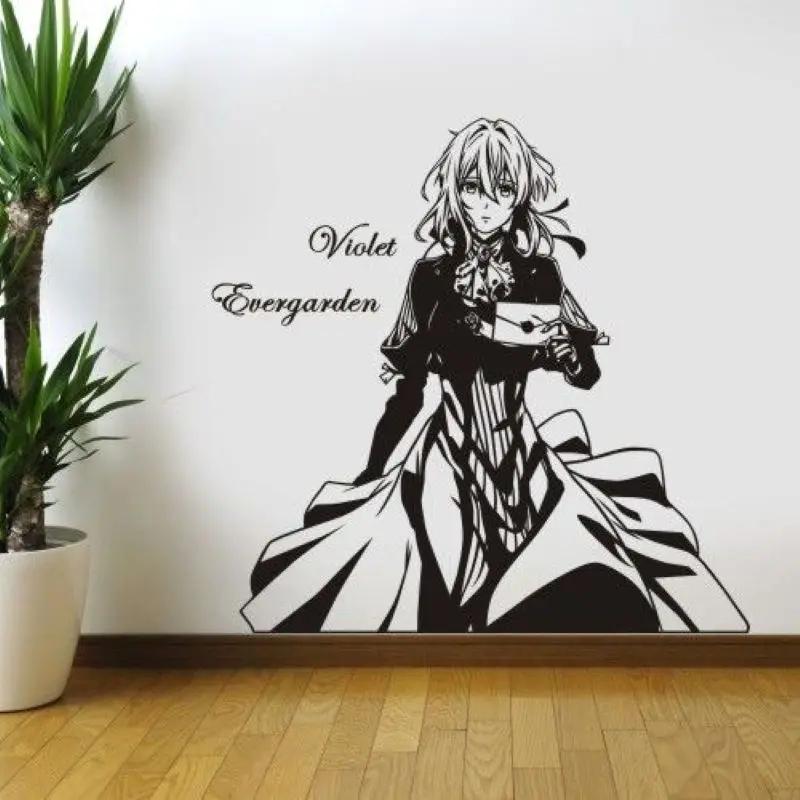 Фиолетовая Настенная Наклейка Evergarden, Виниловая наклейка на стену китачиракава, декоративное украшение для дома, аниме автомобиль