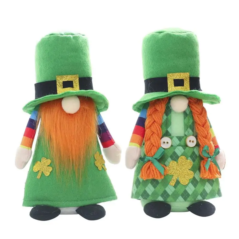 

St.Patrick's Day Faceless Gnomes Elf Plush Doll Decorations St.Patrick's Day Shamrock Gnomes Decor Handmade Elf Dwarf Gnomes
