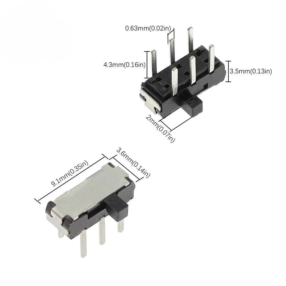Миниатюрный ползунковый переключатель MSK-22D18 2P2T DPDT DIP, 6-контактный, боковой, черный (art.: 3920dae8ebdd2) - 3920dae8ebdd2