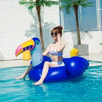 blue woodpecker inflatable air mattress adults pool float swimming ring floating bed summer beach party toys water sport