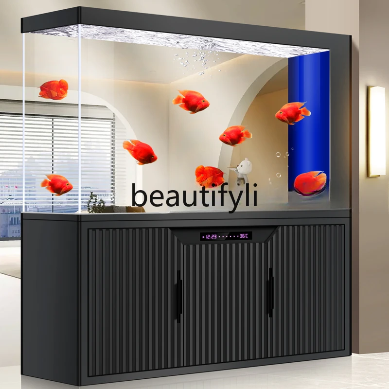 Умный аквариум перегородка с большим экраном в гостиной нижний фильтр аквариуме