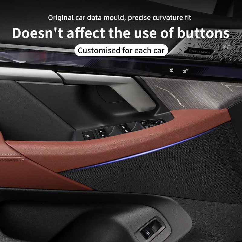 Фото Наклейки на дверные ручки автомобиля для BMW 5 серии G60 2024 2025 2026, внутренняя дверная панель, накладка, защита передней двери автомобиля, аксессуары №1