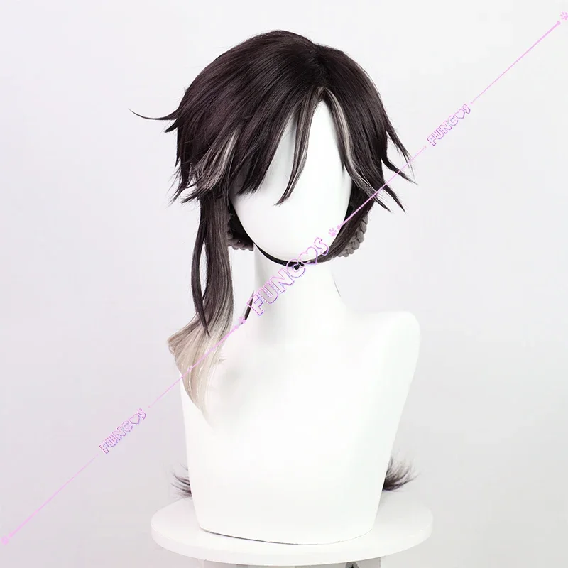 Парик для косплея Genshin Impact Sethos темно-коричневые серые волосы длинный Плетеный