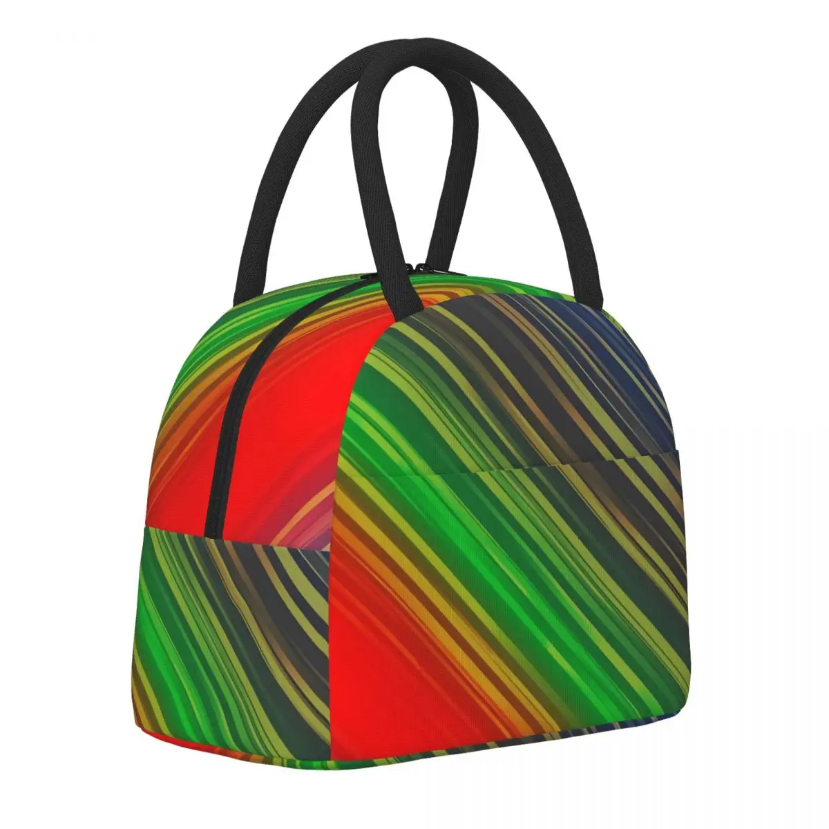 

Rainbow Striped Lunch Bag For Adult Colorful Abstract Lunch Box Casual Outdoor Picnic Cooler Bag Portable Oxford Tote Food Bags