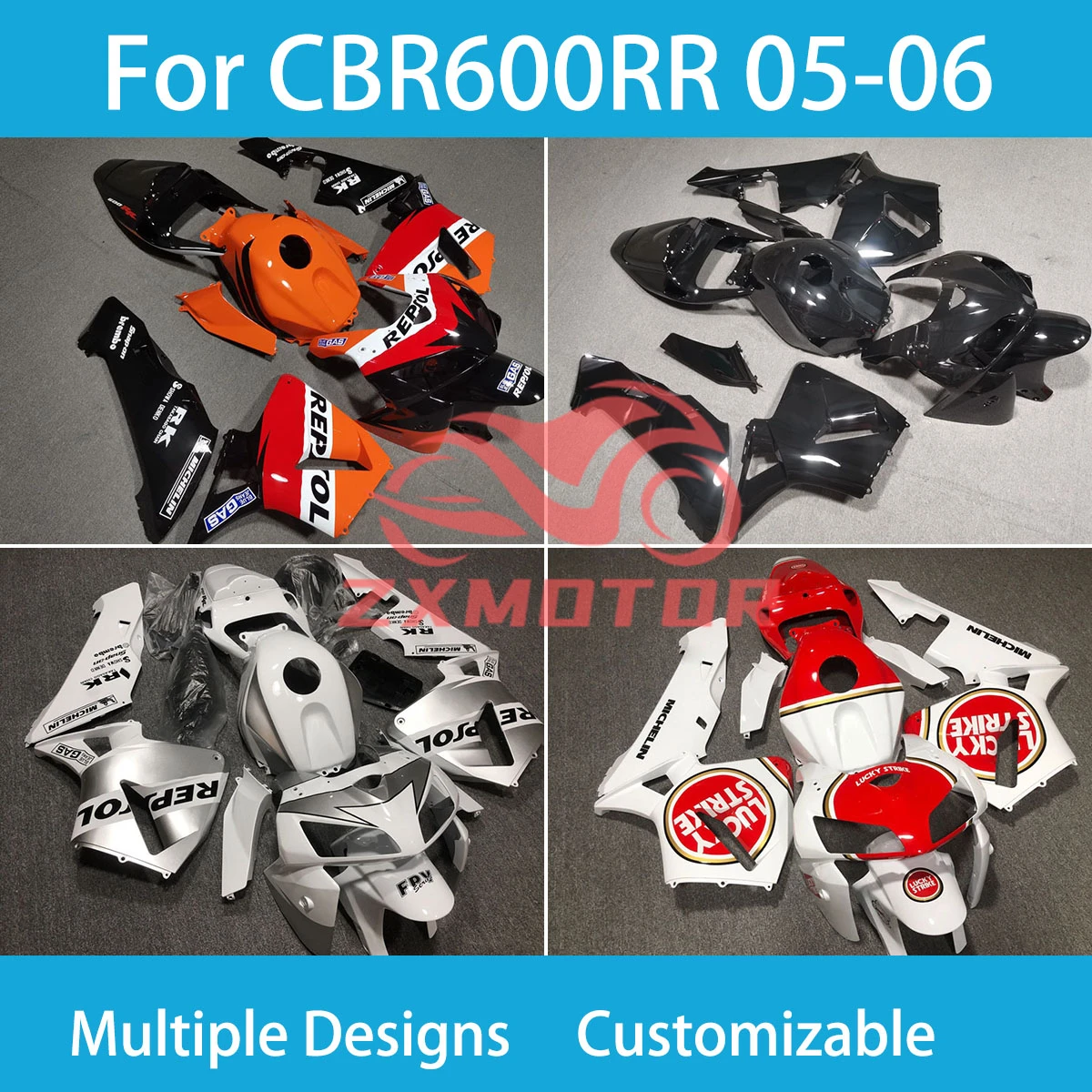 

Комплект обтекателей Moto Cross Fairng CBR 600 RR 05 06 из АБС-пластика, окрашенные обтекатели, литье под давлением, подходит для Honda CBR 600RR 2005 2006