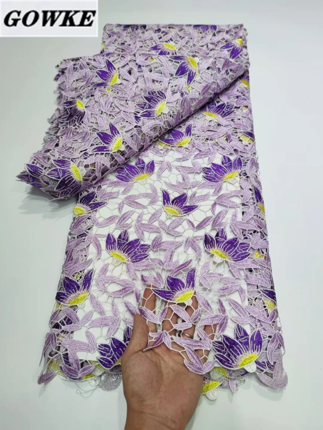 

New Design African Guipure Cord Lace Fabric 2022 High Quality Nigerian Water Soluble 5 Yard Fabric For Wedding Party Dresses Sew