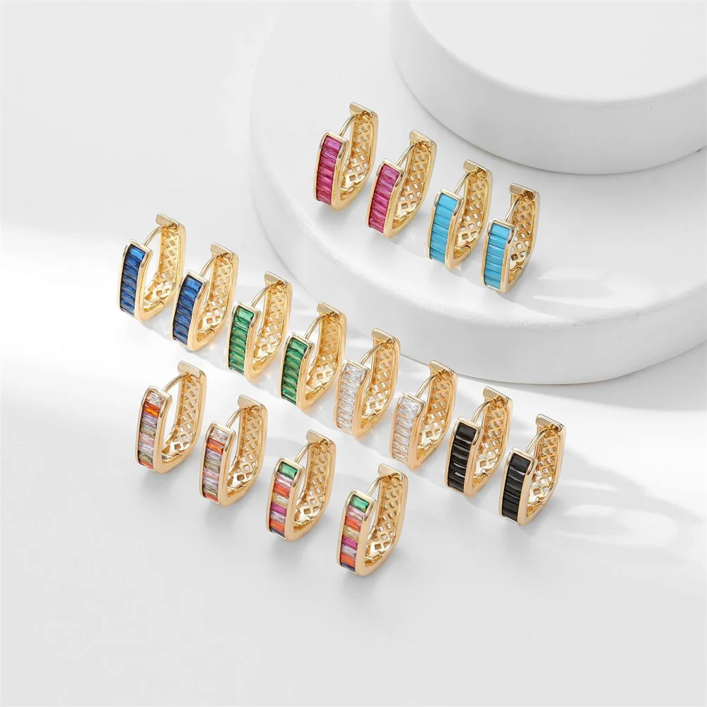 Ins U-образные черные зеленые синие радужные циркониевые геометрические