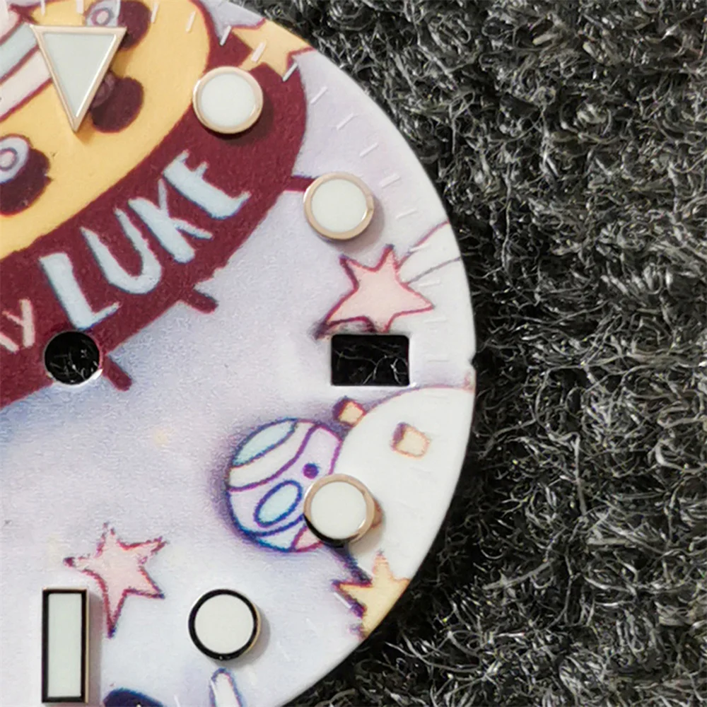 28 5 мм мультяшный космический корабль циферблат зеленый светящийся для NH35/NH36/4R/7S