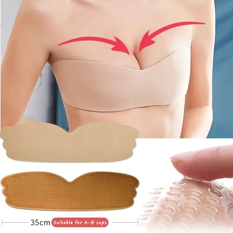 Sexy Invisible Backless Self Adhesive Bra Strapless Nipple Cover Reusable Push Up Sticky Insole Bra Pad Wedding Women Underwear