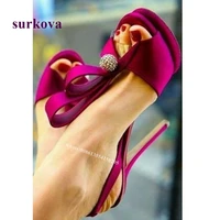 rose red satin platform sandals 2022 new arrival peep toe bows thin heels slingback women shoes summer party wedding shoes sexy
