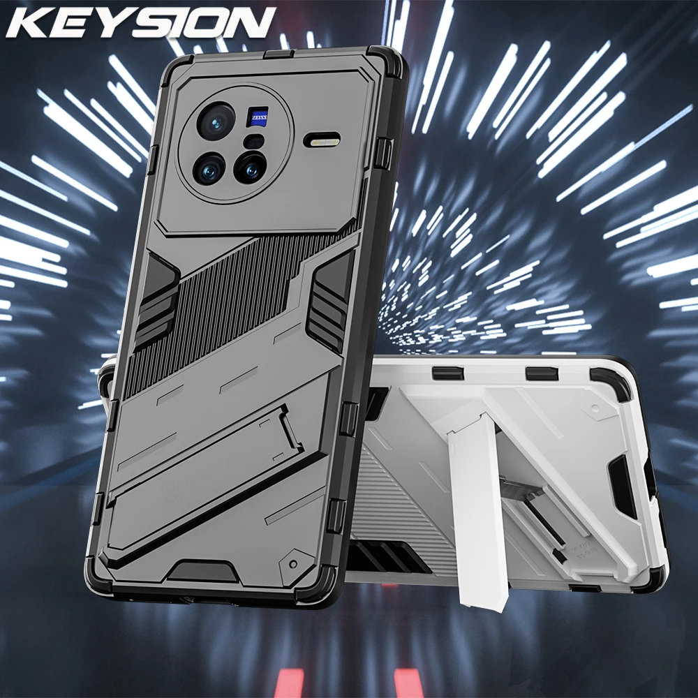 

Противоударный армированный чехол KEYSION для VIVO X80 X80 Pro 5G Y72 Y52 5G Y73, силиконовый чехол-подставка для ПК, задняя крышка для телефона VIVO V23E V23