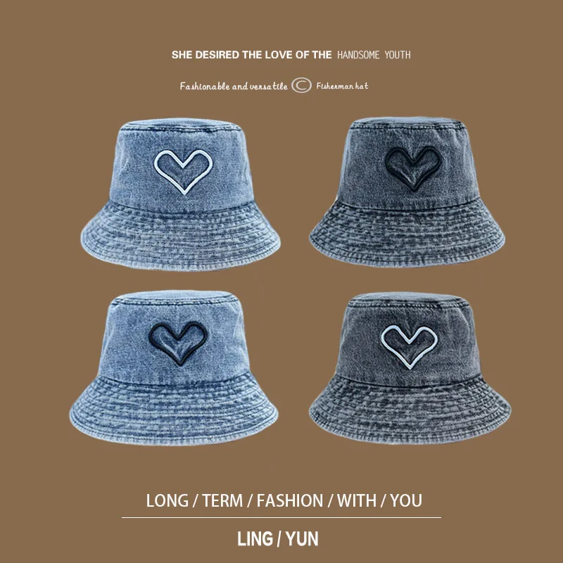 

2022 Denim Bucket Hat Outdoor Sunshade Korean Version All-match Street Fisherman Hat Slim Basin Cap Women's Hats