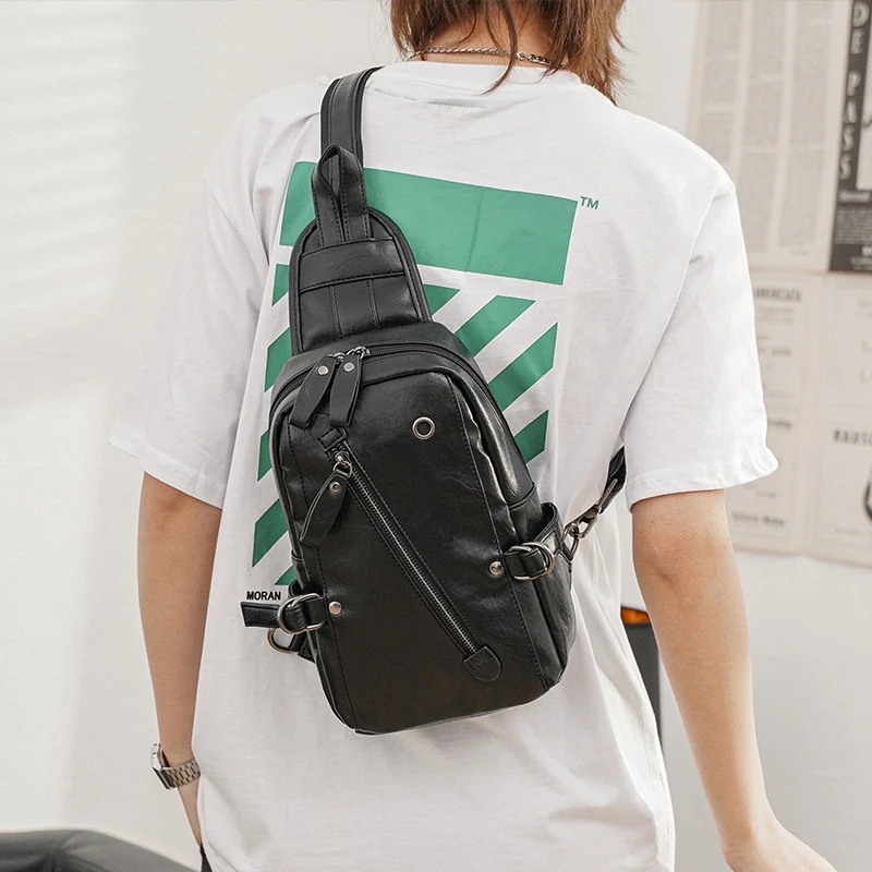 New Korean Version Men's Bag Fashion Men's Chest Bag Leisure Travel One Shoulder Diagonal Cross Backpack Back Backpack Riding