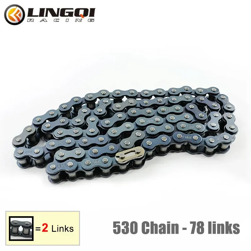

Цепь LINGQI 530, цепь 70 74 76 78 80 82L 88L 90L 92L 98L 100L 104 звеньев цепи 50cc -250cc ATV квадроцикл, квадроцикл, Кроссовый мотоцикл, карта, металлический двигатель