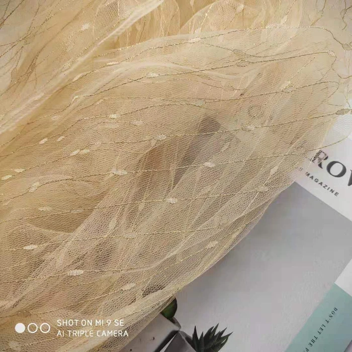 Широкая 150 см высококачественная сетка с золотой нитью сетчатая кружевная ткань