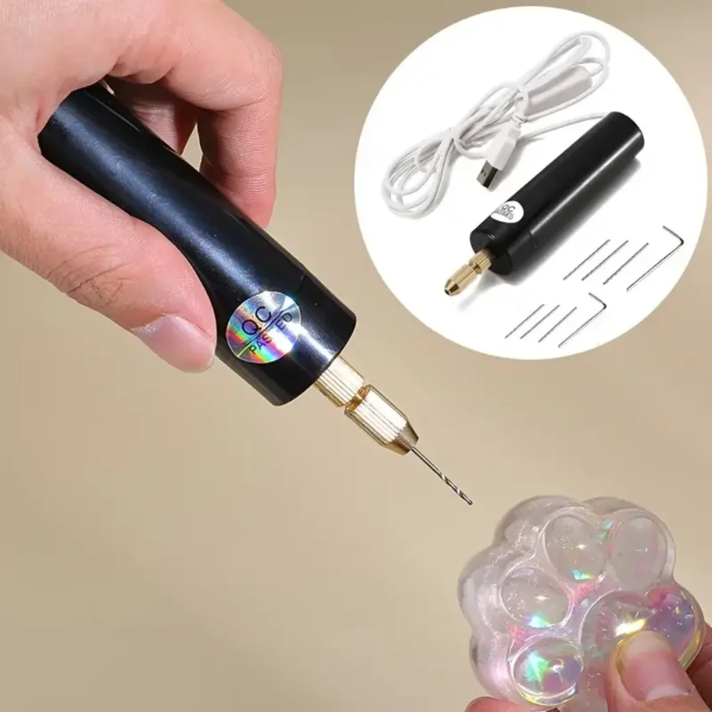 Фото Портативная мини-электродрель, USB-дрель для DIY-проектов, изготовления украшений из эпоксидной смолы, работы с деревом, гравировальный инструмент №1