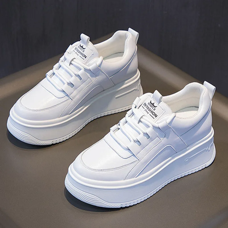 

Genuine Leather Summer Female Leisure Shoes Breathable Sports Board Shoes White Shoes For Women Platform Shoes