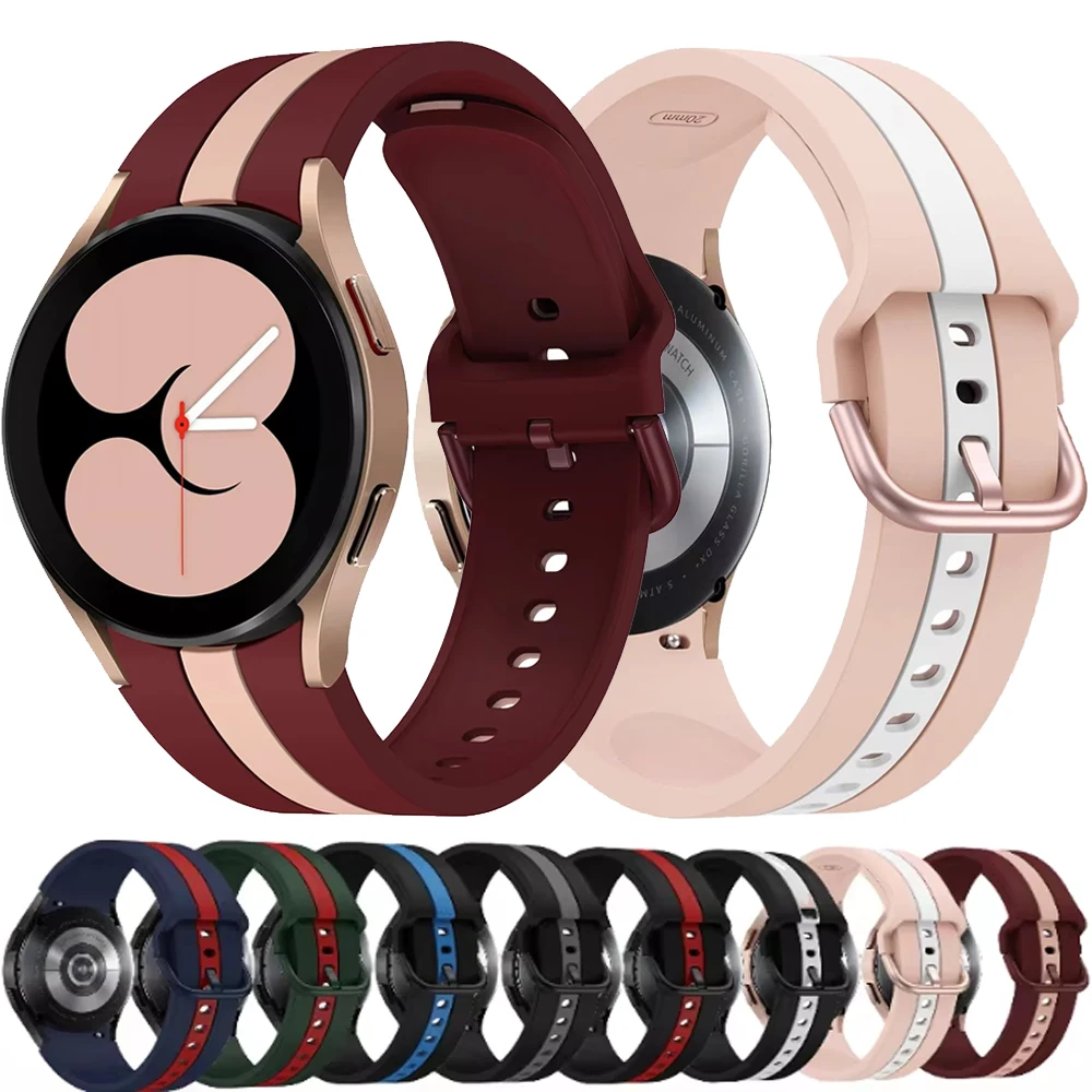 Фото Силиконовый ремешок без зазоров для Samsung Galaxy Watch 7/6/5/4 44 мм, 40 мм, Pro 45 мм, оригинальный браслет для Watch 6 Classic 47 мм, 43 мм, Correa №1