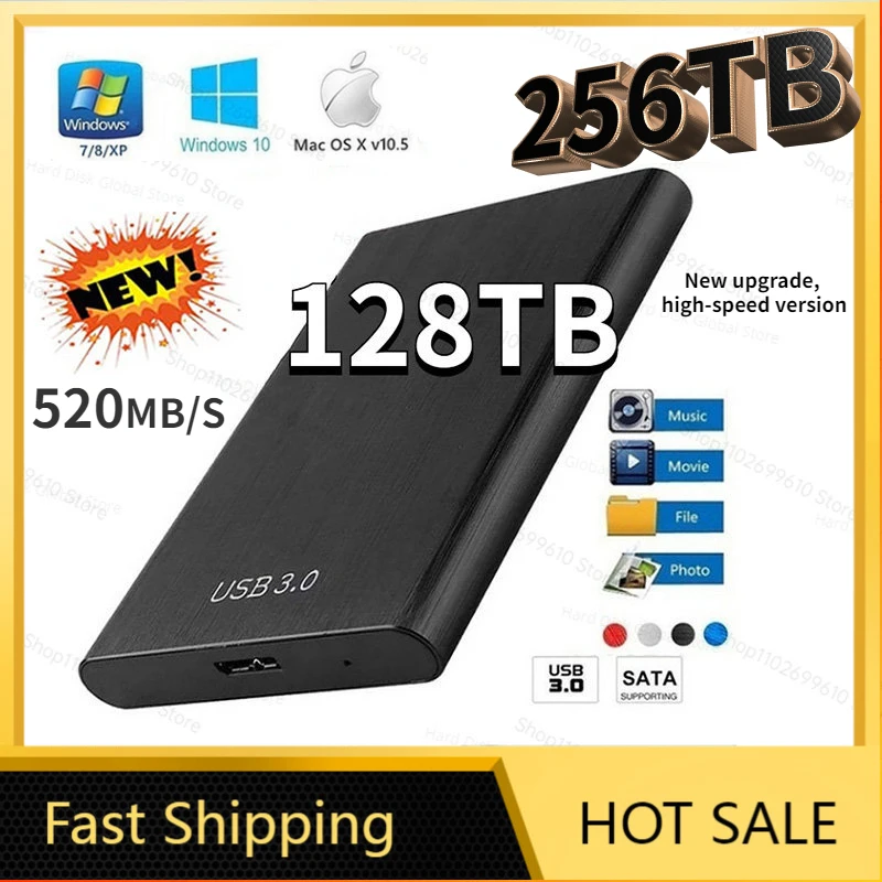 Portable High-speed 256TB 2TB SSD 4TB External Hard Drive Mass Storage USB 3.0 8TB 16TB 64TB Original Mobile SSD for Laptop