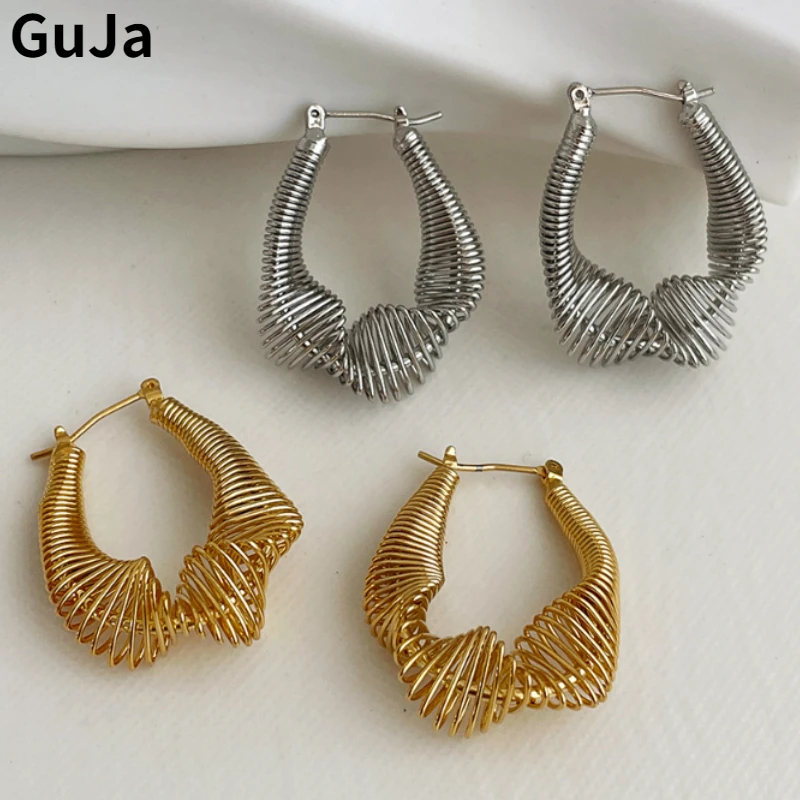 

Fashion Jewelry 925 Silver Needle 2023 Trend New Vintage Temperament Metal Hoop Earrings For Women Fashion Accessories Hot Sale