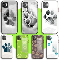 liquid tempered glass case for iphone 13 11 12 mini pro max xs xr x 7 8 6 plus se2 silicone cover protection dog paw print 1