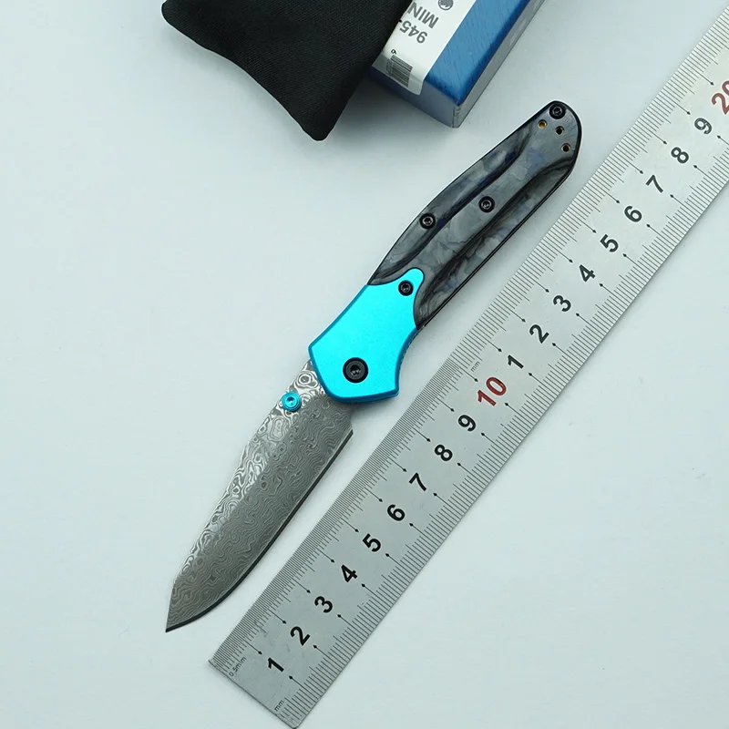 

New MINI 945 945-221 Folding Knife VG10 Damas Steel Blade Carbon Fiber/Aluminum Handle Outdoor Camping Survival Kitchen EDC Tool