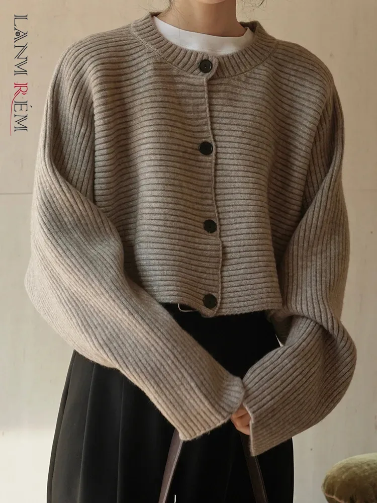

[LANMREM] Fashion Korean Style Knitting Cardigan Sweater For Women Batwing Sleeve Simplicity Female Tops 2023 Autumn New 26D6575