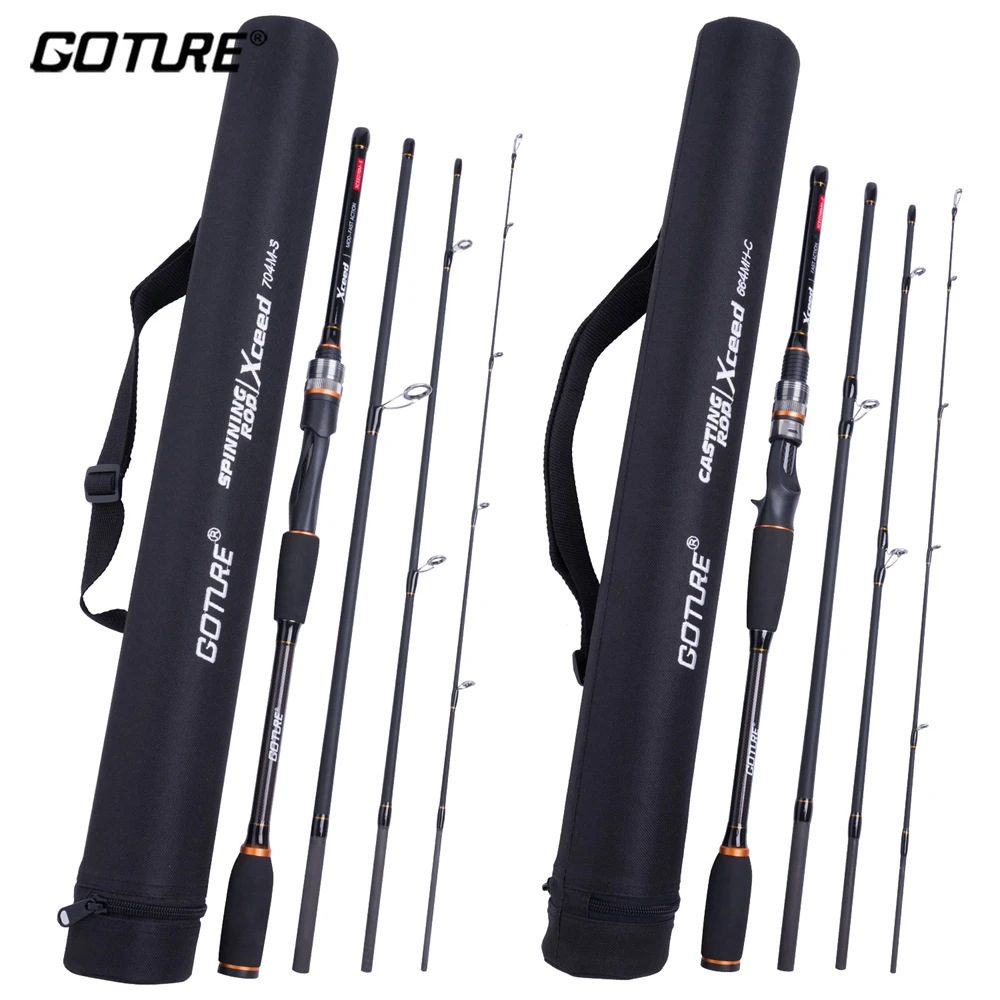 Goture Xceed 4 Setions Travel Fishing Rod With Fuji Guide Ring Carbon Fiber 1.98-3.6M Spinning Casting Lure Rod For Carp Fishing