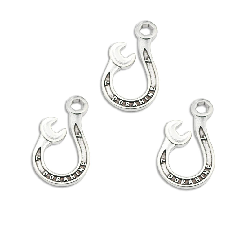 

10pieces 14*25mm DIY Wrench Hook Charm Antique Silver Color Pendant Jewelry Making Craft Wholesale