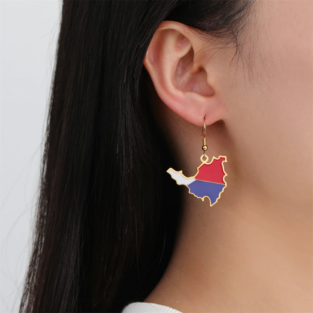 EUEAVAN капельное масло серьги с картой острова Святого Мартина женские из