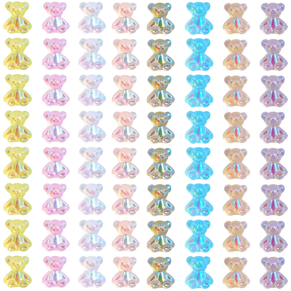 

64 Pcs Nail Aurora Bear Nail Decor Nail Tech Accessories Diamond Manicure Ornament Resin Salon Supply Rhinestone Nails