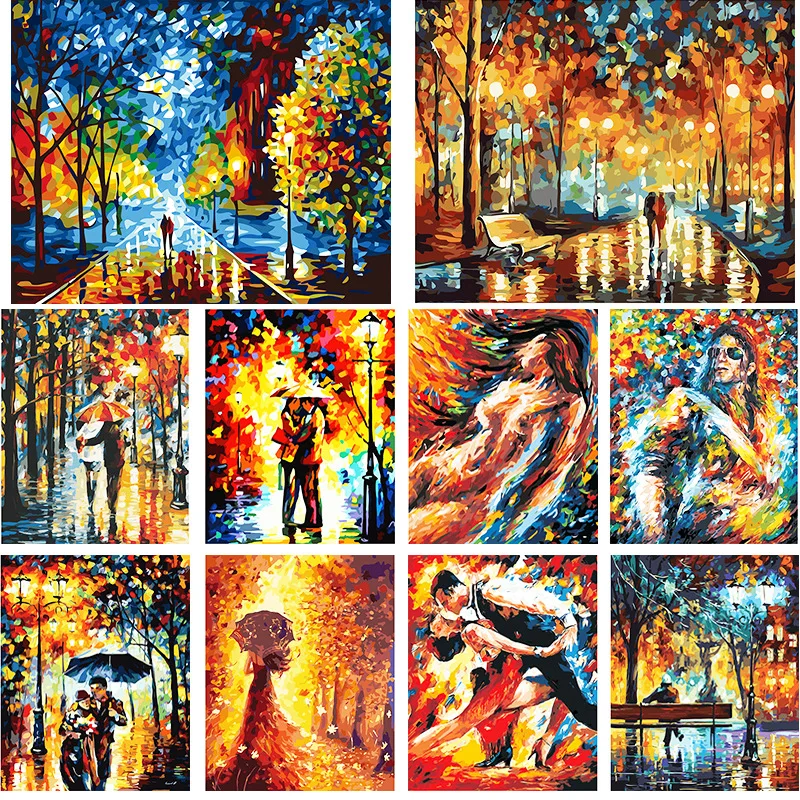 

DIY Oil Painting By Numbers Landscape Figure Acrylic Painting By Numbers Handpainted Modern Wall Art Pictures Drawing Home Decor