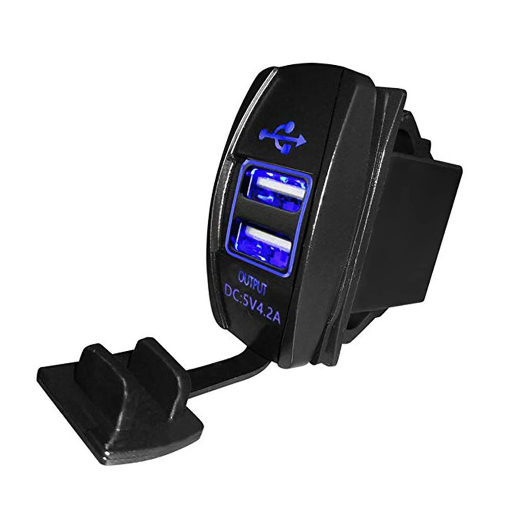 

12-24V Dual USB Car Charger LED Light Smart Chip Mobile Phone Charger Adapter Outlet with Indicator Green Light