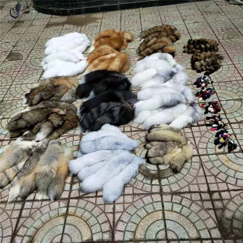 Хвост из лисьего меха Высококачественный хвост Меха чернобурки очаровательный