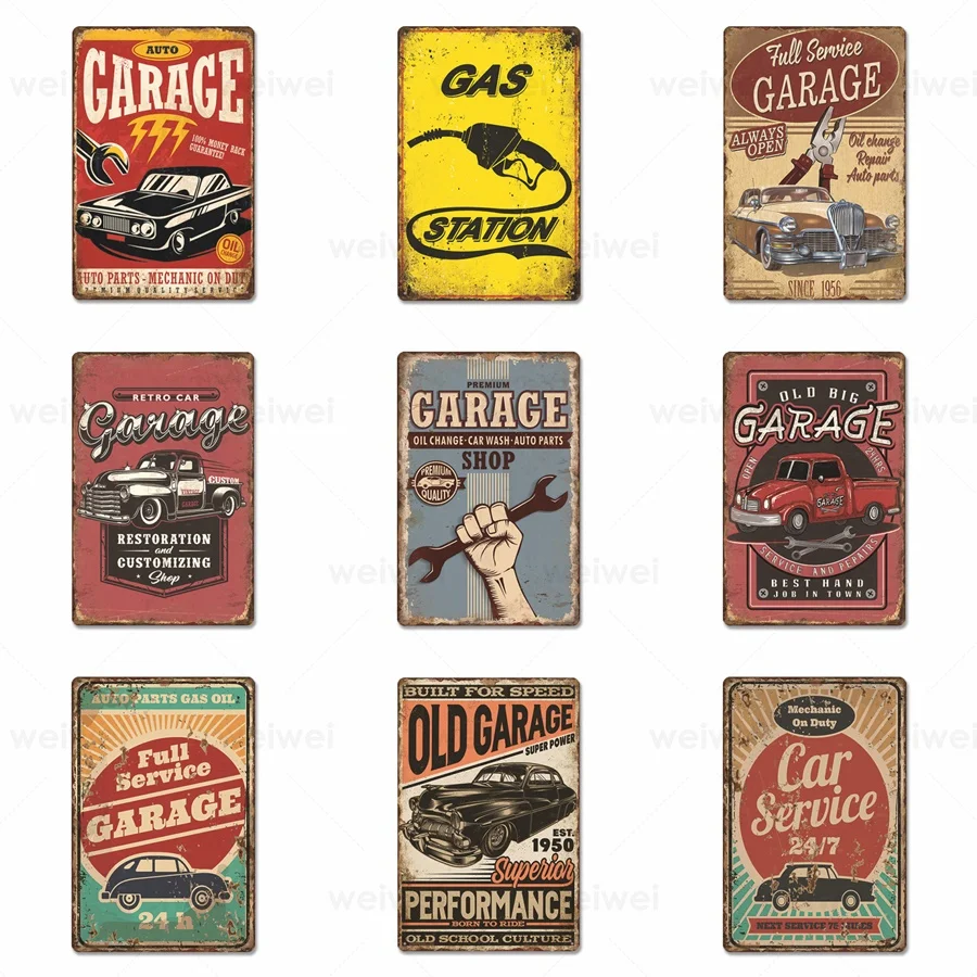 

Retro Plaque Metal Painting Vintage Classic Shabby Iron Plate Car Service Tin Signs Garage Poster Tool Shop Wall Art Decor
