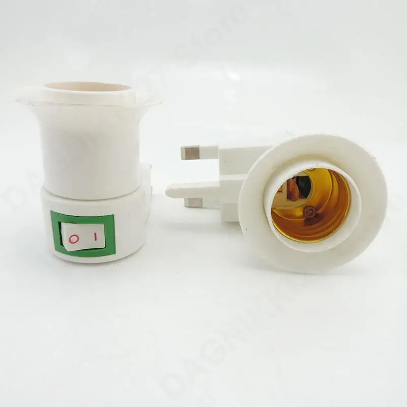 Преобразователь лампы Адаптер AC E27 Британская вилка Управление переключателем