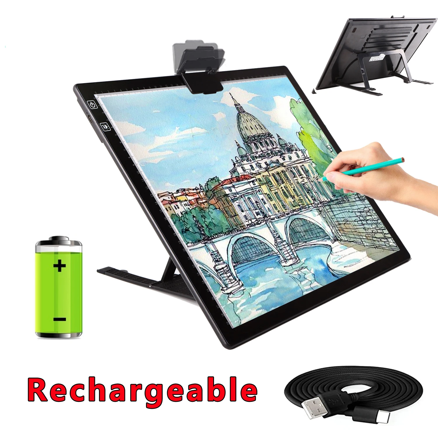 A3/A4 Light Pad Wireless Battery Powered Light Box Artcraft Tracing Pad Rechargeable Light Board for Artists Drawing X-ray