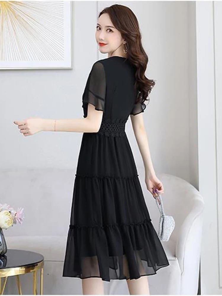 Летние розовые шифоновые платья женские повседневные облегающие элегантные с