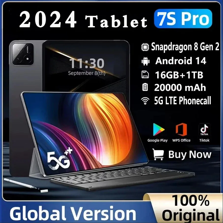 Планшет Pad 7S Pro Android 14 11 дюймов Snapdragon 8 Gen2 PAD 22 ГБ 1 ТБ/2 ТБ/512 5G Dual wifi HD 20000 мАч