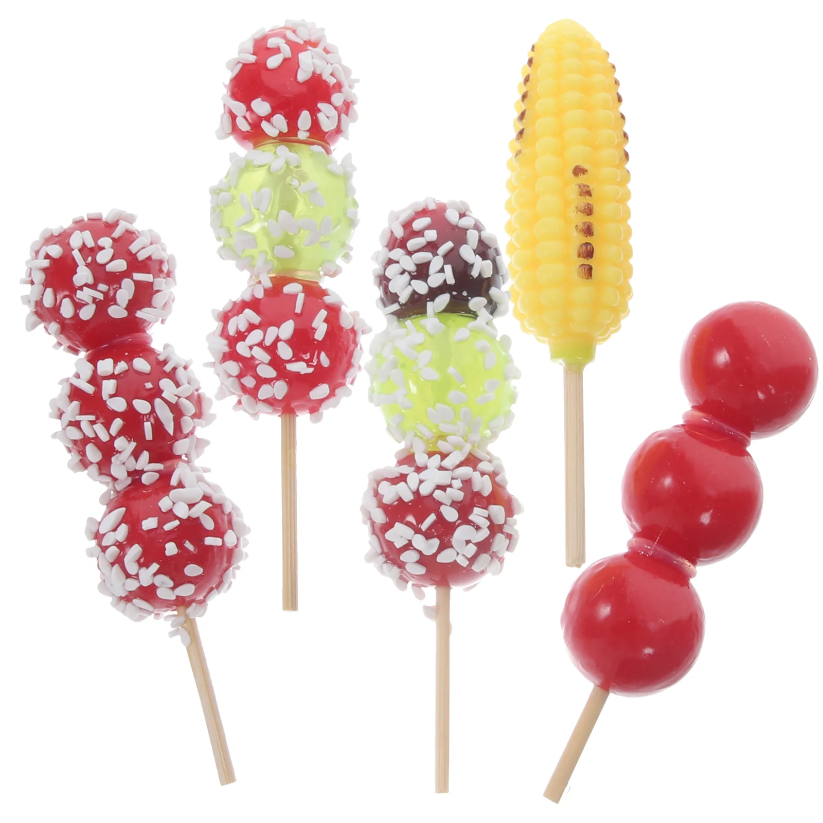 

5 Pcs Phone Case Accessories Cherry Mini House Gourd Skewers Cooking Food Models Pvc Imitation Ornament Barbecue Play Child