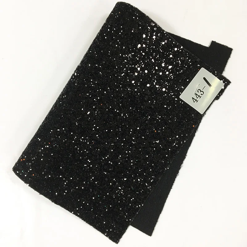 

Dark Color Plain Design Shiny Chunky Glitter Faux Leather Sheet Twill Backing for Shoes/Bags/DIY Accessories
