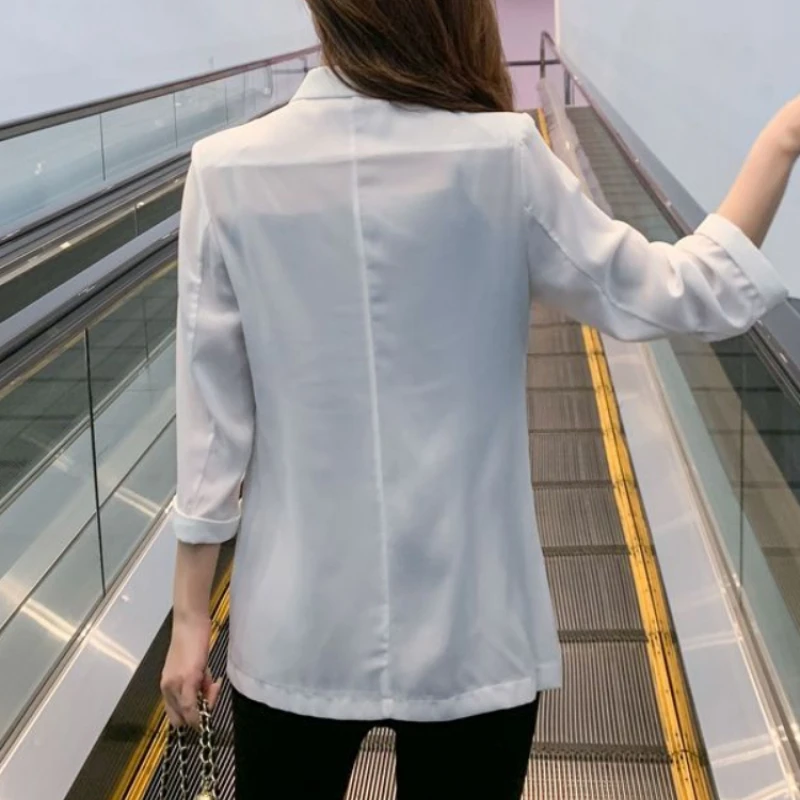 Women Blazer Summer Thin Chiffon Formal Suits Jacket Classic Office Loose Elegant Coat Korean Casual Work Wear New In Outerwears