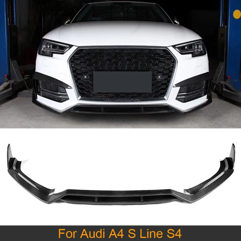 

Carbon Fiber Front Bumper Lip Spoiler For Audi A4 S Line S4 2018 Car Front Bumper Lip Chin Spoiler Apron Guard FRP