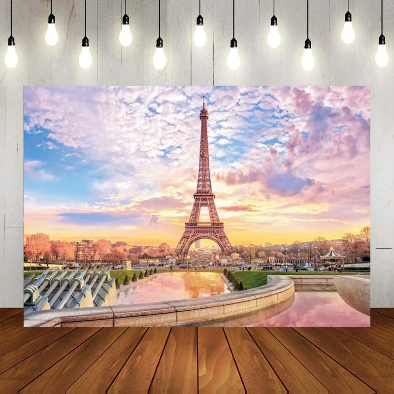 

Eiffel Tower Paris Landmark Global Photography Backdrop Background Travel Landmark On Earth Banner Decoration Baby Shower